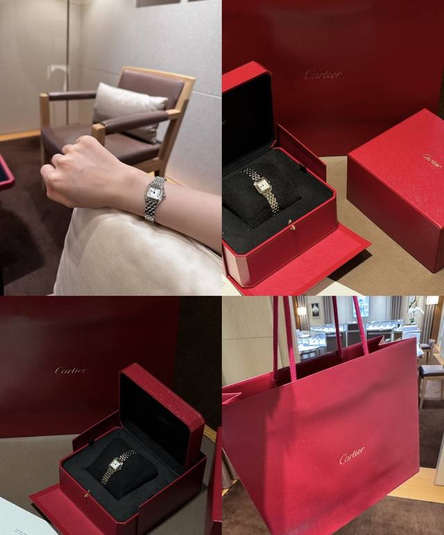 Cartier卡地亚 猎豹系列 PanthèRe De Cartier猎豹 表壳一体成型，搭配原装瑞士石英机芯，316L精钢壳套，全银钻圈 把头镶嵌一颗合成蓝色