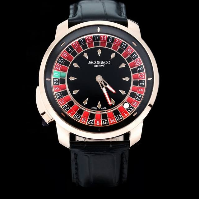 杰克宝 赌盘腕表 Casino Tourbillon不仅仅是一款惊叹的艺术品还是一个真正的轮盘游戏，一个完全随机的机会游戏。 推杆推动轮盘头，配有37个口袋，1