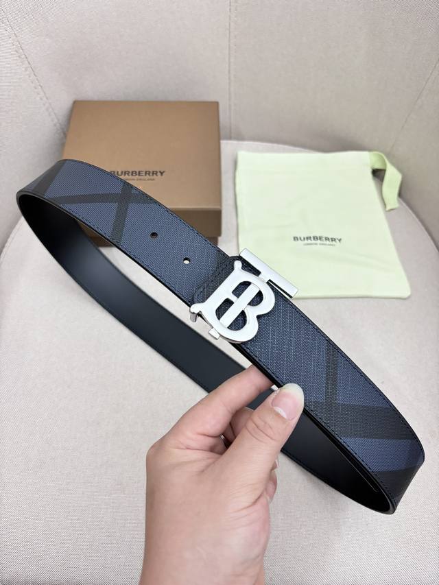 Burberry-Burberry! Men's counter metal buckle, top layer cowhide double-sided ou