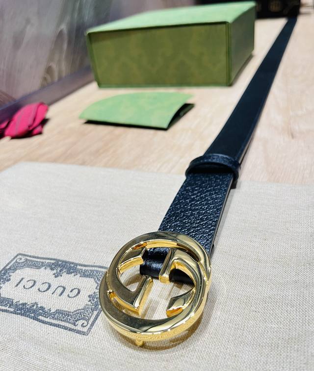 comes with a full set of gift boxes Gucci width 3.0Cm imported original black c