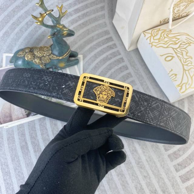 Versace special leather belt series, original hardware boutique stainless steel