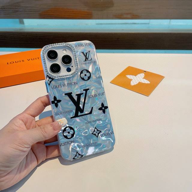 New product Lv mobile phone case water ripple shell pattern Imd full edging, ea