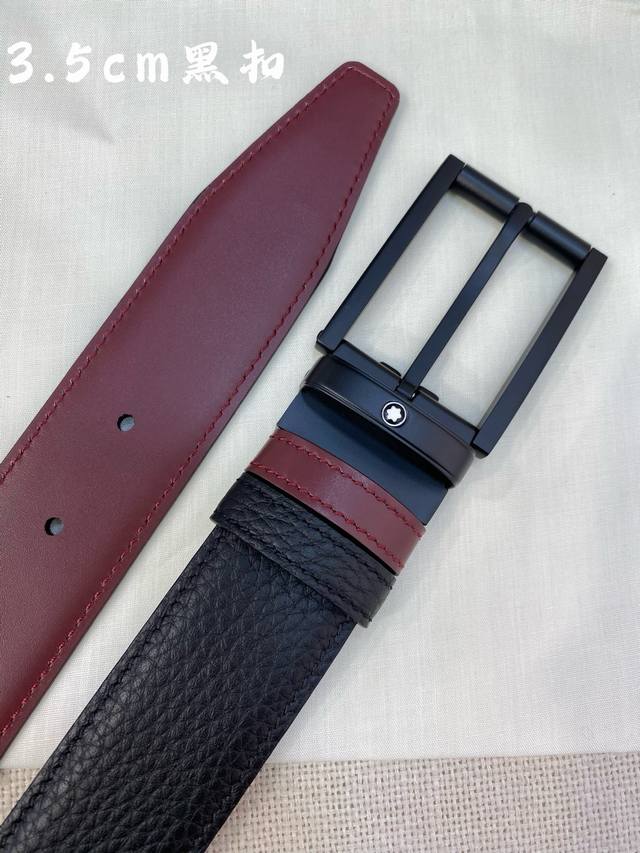 Montblanc 3.5cm wide, made of top-grain cowhide, pin buckle, free-cut business c