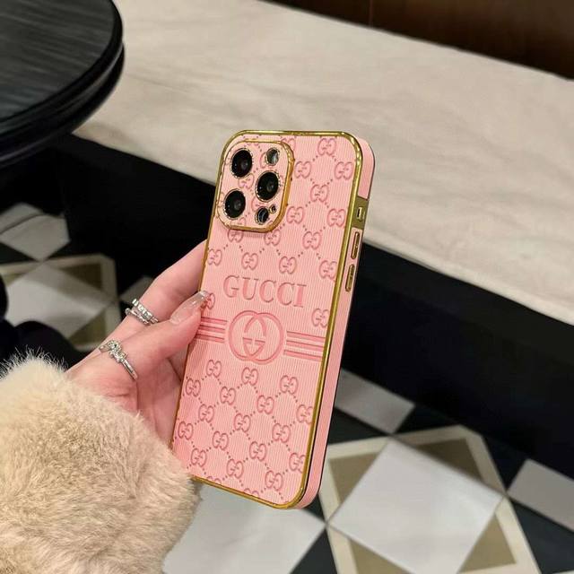 Gucci Gucci electroplating side sticker embossed mobile phone case full coverag