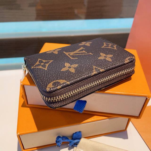 Lv old flower card holder key bag, classic old flower card holder coin purse dua