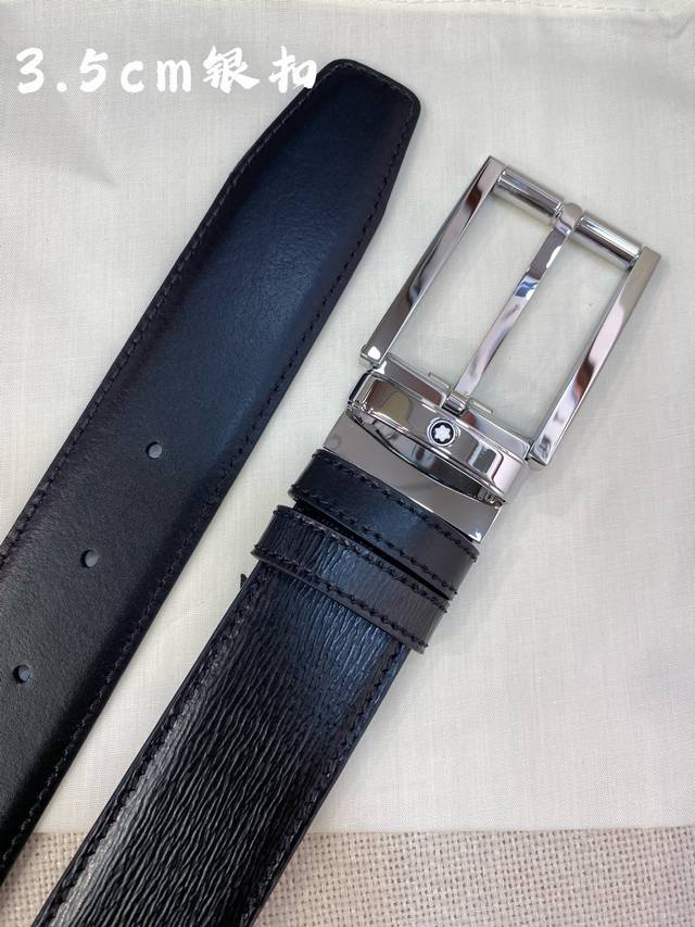 Montblanc width 3.5cm, made of top layer cowhide, fine pin buckle, free-cut busi