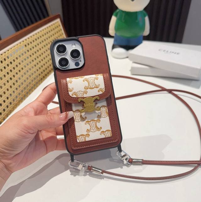 Celine Celine crossbody card case full card case mobile phone case lanyard disas