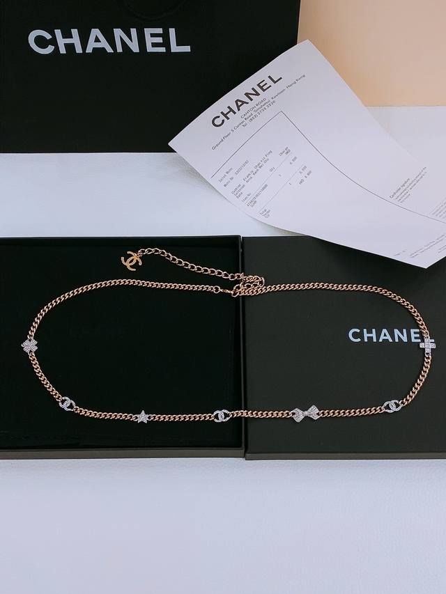 Ch Nel chain rhinestone waist chain with a full sense of gold and silver design