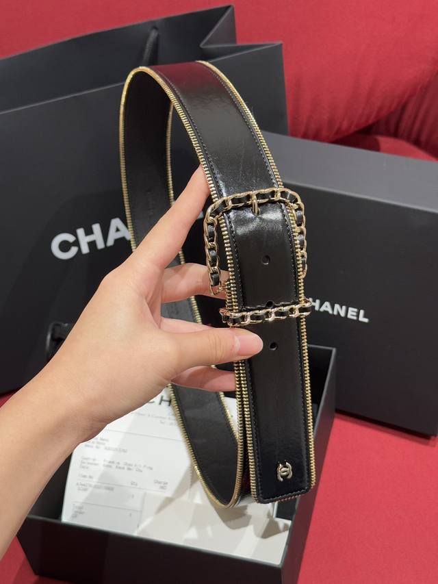 Xiangjia new women's belt zipper belt, double-sided top layer cowhide, this bel