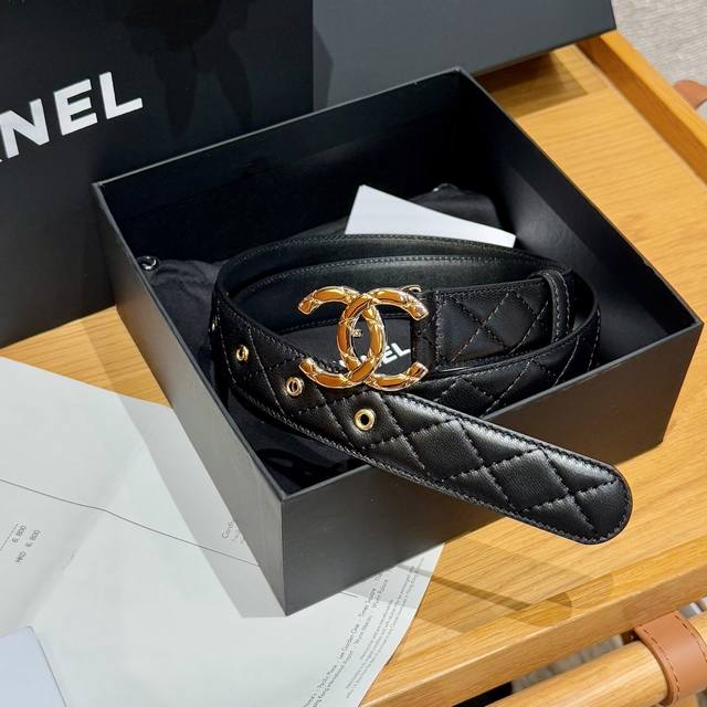 Xiangjia new women's belt Classic sheepskin leather double C buckle, the golden