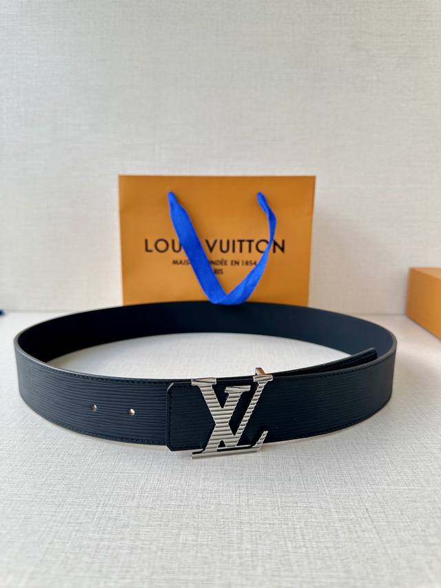 L0Uis Vuitt0N Lv Men's counter quality water ripple belt width 40mm equipped wit