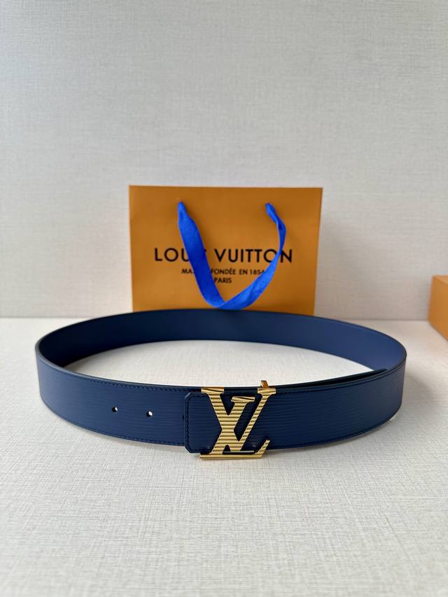 L0Uis Vuitt0N Lv Men's counter quality water ripple belt width 40mm equipped wit
