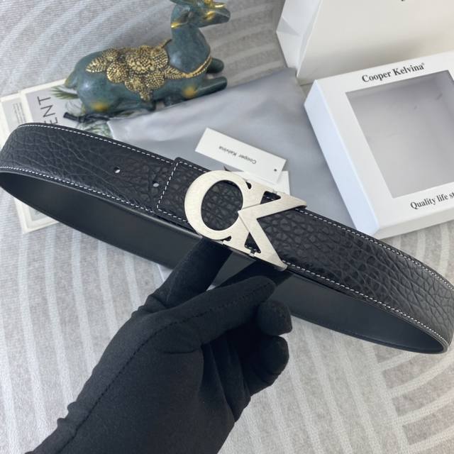 Ck Special leather belt series, original hardware and fine stainless steel buckl