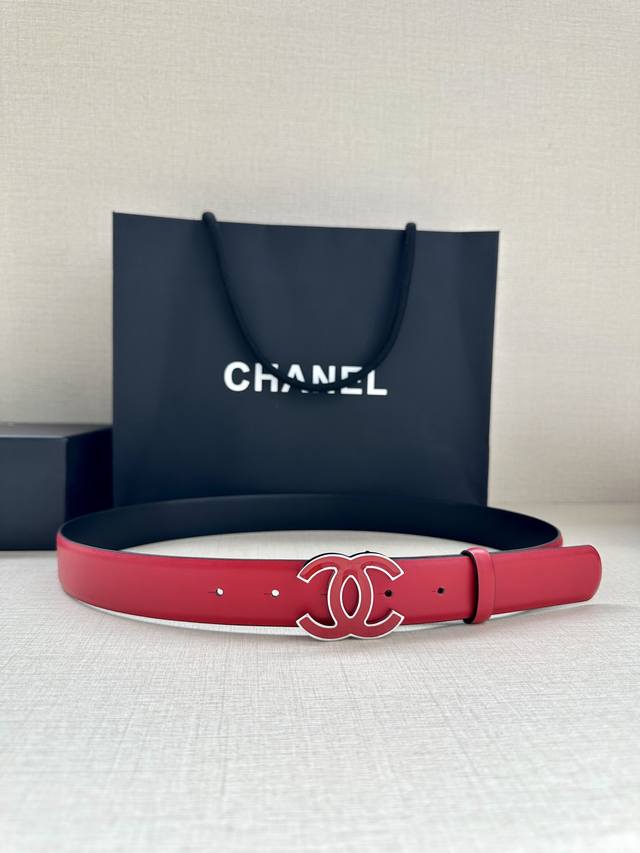 Width 3.0Cm Chanel imported soft calfskin with clear texture Hardware accessorie