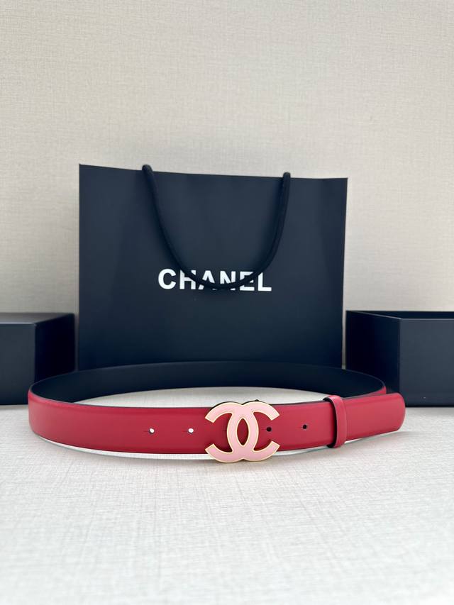 Width 3.0Cm Chanel imported soft calfskin with clear texture Hardware accessorie