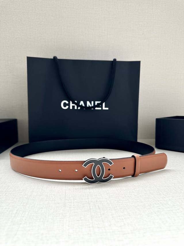 Width 3.0Cm Chanel imported soft calfskin with clear texture Hardware accessorie