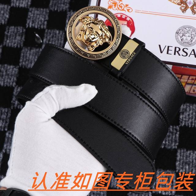 Men's belt: Versace original Men's belt: 100% top layer cowhide, guaranteed gen