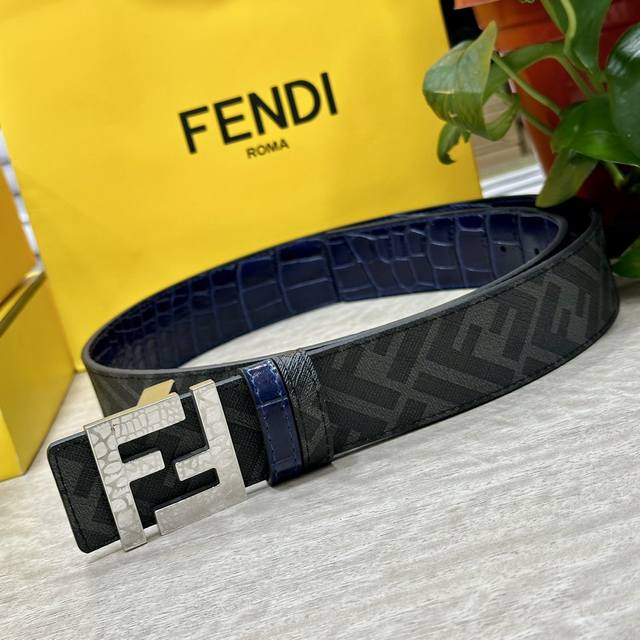 Fendi Same style as Fendi counters Width 4.0cm Double ring reversible belt Ff pr
