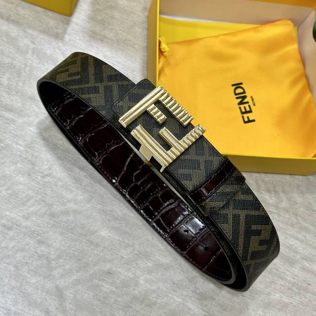 Fendi Same style as Fendi counters Width 4.0Cm Double ring reversible belt Ff pr