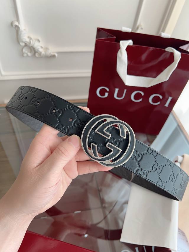 Gucci.Gucci Full set of packaging, beautiful Gucci double G buckle men's new bel