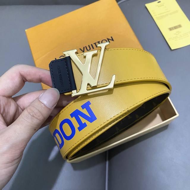 L0Uis Vuitt0N Classic men's original belt. Width 40mm. Imported calfskin as the