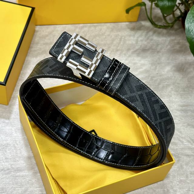 Fendi Same style as Fendi counters Width 4.0cm Double ring reversible belt Ff pr