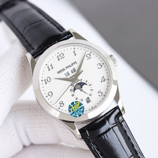 白壳 金壳 百达翡丽 Pp 复杂功能计时5205G腕表！ 1历经两年不断对机芯进行改造与调试，一贯追求以原装工艺为目标！ 2直径38.5Mm！ 3功能同原装一致