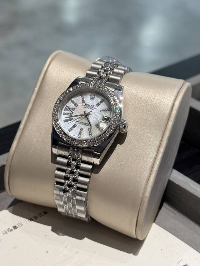 白钻 金钻490 劳力士 日志 系列经典女款 实芯五珠钢带-原装压扣 小红书火爆推荐 设计显出独特高贵优雅女神气质！316精钢表壳搭配施华洛世奇水晶钻石，纯手工