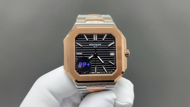 Pp+ 百达翡丽 方形 新系列Cubitus 5821腕表 亮点特色：1机芯:搭载定制9015改Cal.26-330 Sc一体机，调时不停秒，调时不停秒，摆轮位