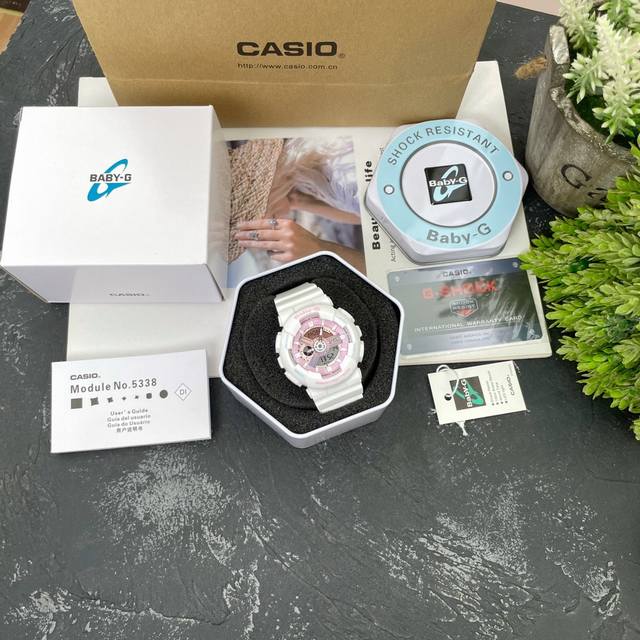 Casio卡西欧Ba-110Pl多彩可爱女表北极光卡西欧Baby-G新款限量尺寸42Mm Led照明 全自动日历 秒表计时 每日闹钟整点计时 世界时间48个城市