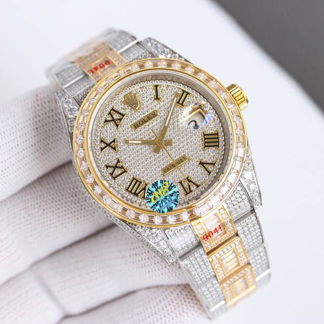 统一价： 劳力士Rolex 全新满钻日志震撼上市！！！表盘直径41Mm，采用零返修2824全自动机械机芯，莫氏九级蓝宝石玻璃镜面，18K纳米技术真空电镀永不褪色