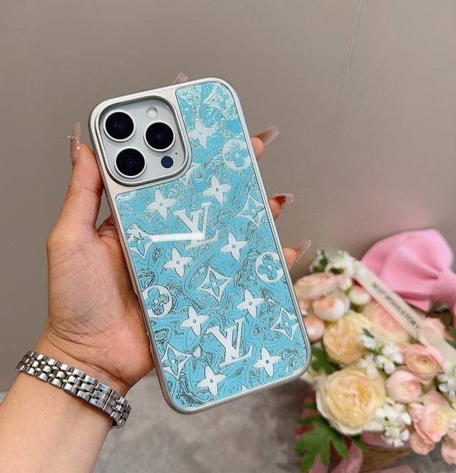 Lv new mobile phone case new process gilded glass case electroplated glass magne