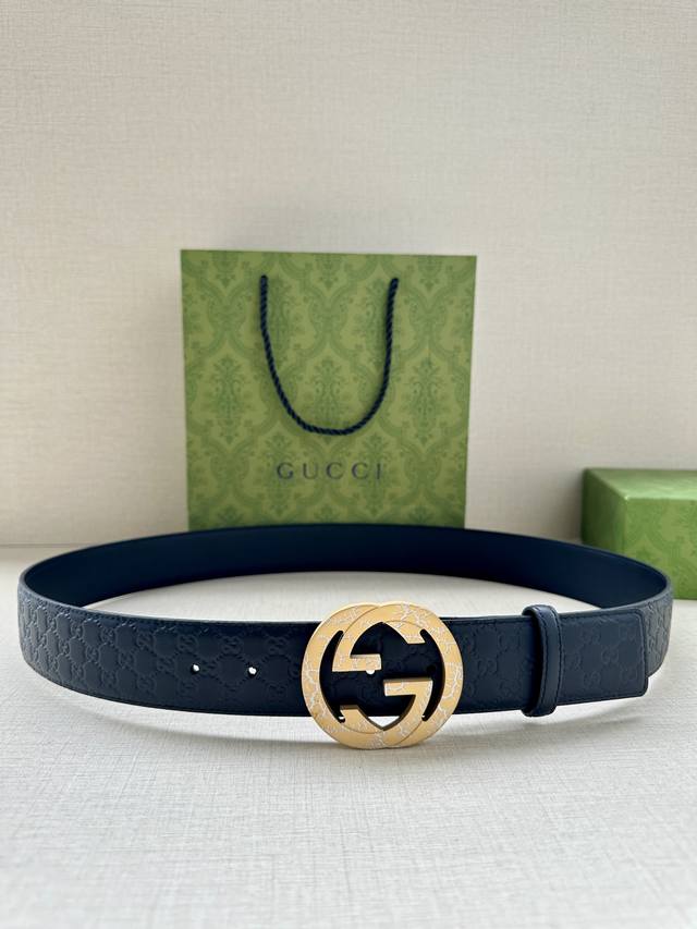 Special width 3.8cm Gucci interlocking double G original textured steel buckle,