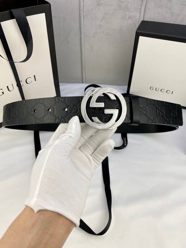 Gucci interlocking double G belt, hardware thickness 6.0Cm buckle belt, made of