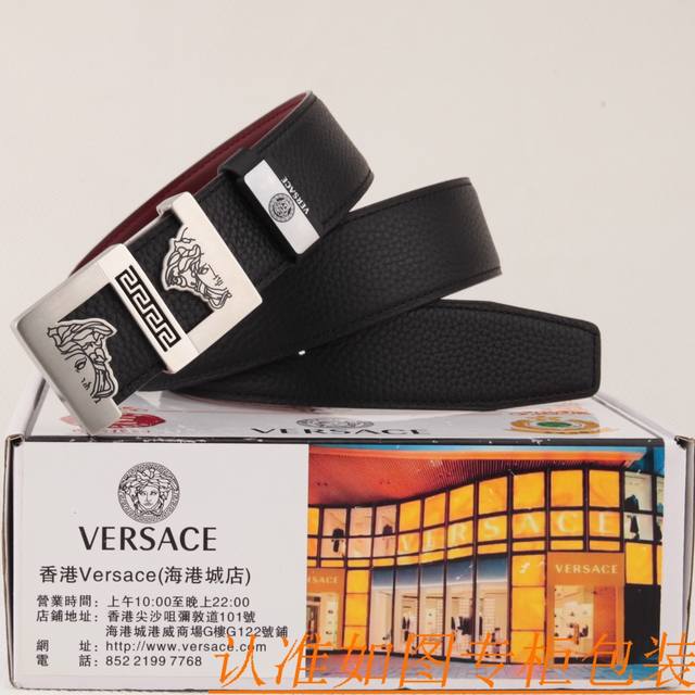 Belt: Versace original cowhide belt for men Belt: Made of 100% first-layer cowhi