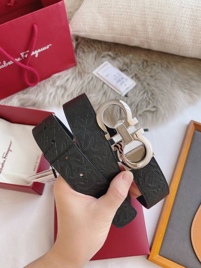 Ferragamo men's belt buckle, all real photos of first-layer cowhide, details see