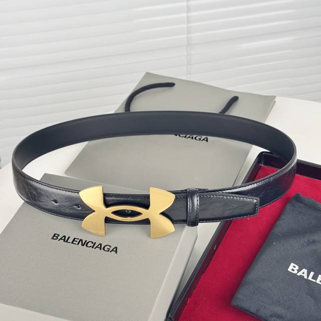 Balenciaga Width: 3.5cm Top-grain cowhide Vintage distressed logo Metal hardware