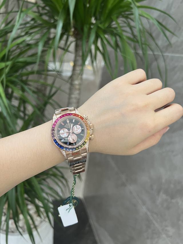 独家实拍图彩虹迪 全自动机械表 瑞士机芯 复刻版本7750机芯Daytona Swiss 7750Movement，High Quality。