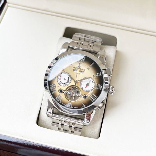 经典设计 典雅气质 百达翡丽-Tek Ilie 男士腕表 全自动机械机芯 矿物强化玻璃 316L精钢表壳 精钢表带 简洁大气 商务休闲 尺寸:直径42Mm 厚度