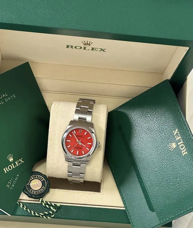 Rolex劳力士 蚝式恒动型 自动机械机芯 防水 女表 瑞表 31Mm 小火龙表盘 蚝式钢表壳 蚝式钢表带