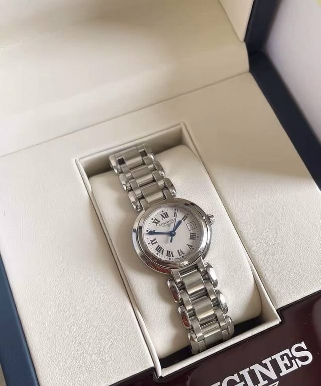 Longines浪琴 心月系列 石英机芯 30米防水 女表 瑞表 26.5Mm 白色表盘 精钢精钢表壳 精钢精钢表带