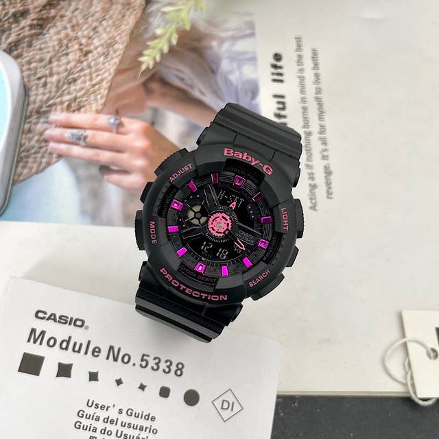 Casio卡西欧Ba-110Pl多彩可爱女表北极光卡西欧Baby-G新款限量尺寸42Mm Led照明 全自动日历 秒表计时 每日闹钟整点计时 世界时间48个城市