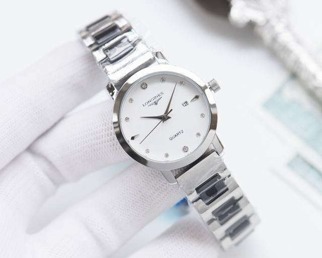 白壳 金壳+20钢带20品牌：浪琴-Longines类型：女士腕表壳套：顶级版316精钢L表带：进口小牛皮表带 316L精钢表带机芯：进口石英机芯镜面：矿物质防