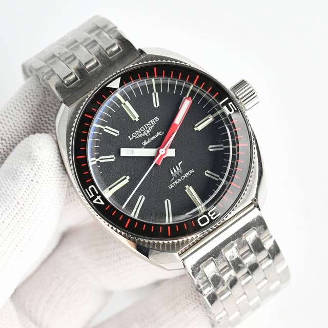 Sj出品 皮带 钢带+100浪琴 Longines 全新 浪琴表高频精密天文台系列 Ct3 1. 43毫米枕形316精钢表壳，醒目的红色分针与时针均涂以夜光涂层