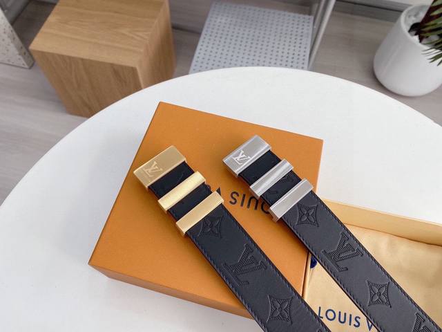 Louis Vuitton imported, original, classic men's belt. Togo leather with a stain