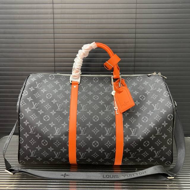 Louisvuitton Lv Keepall 50 Monogram Eclipse series new travel bag, shoulder cros