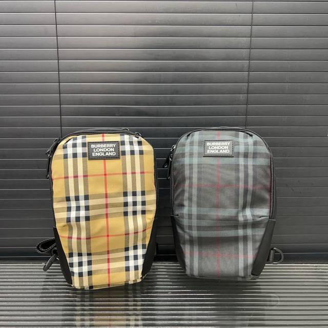 Burberry canvas plaid print chest bag crossbody shoulder bag real product photo