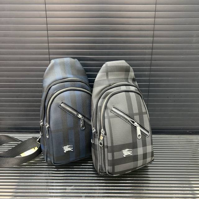 Burberry canvas plaid print chest bag crossbody shoulder bag real product photo