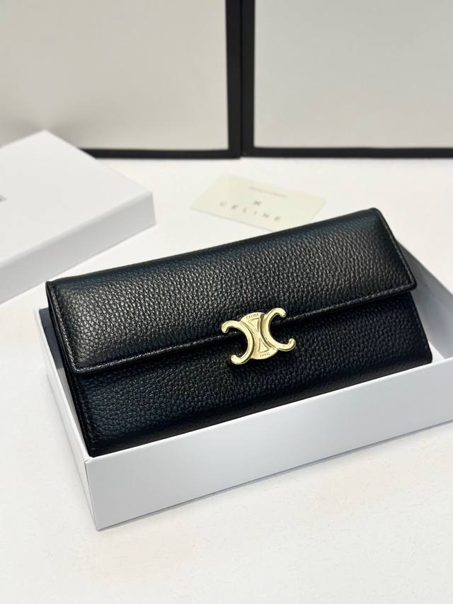 Color: Black Size: 19X10 Celine popular cowhide bi-fold wallet classic style fi