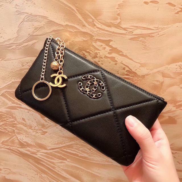 Color Black Size 18X12X6066T# Chanel imported sheepskin coin purse mobile phone